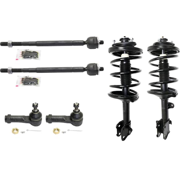 6-Piece Kit Front, Driver and Passenger Side Suspension Kit, Includes (4) Tie Rod End and (2) Shock Absorber and Strut Assembly