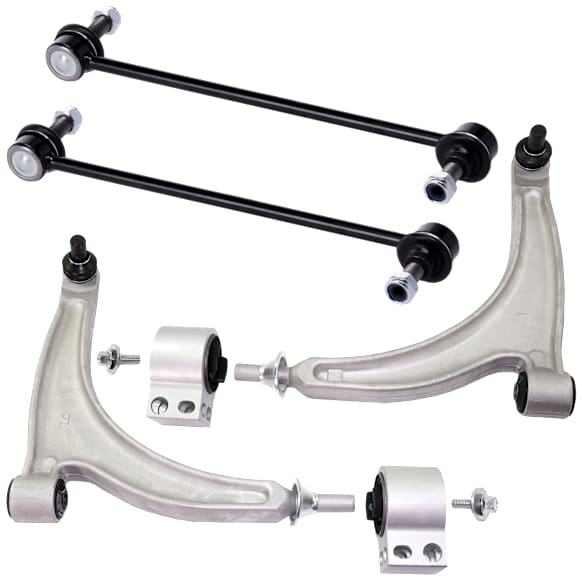 4-Piece Kit Front, Driver and Passenger Side, Lower Control Arm Kit, Includes (2) Control Arm and (2) Sway Bar Link