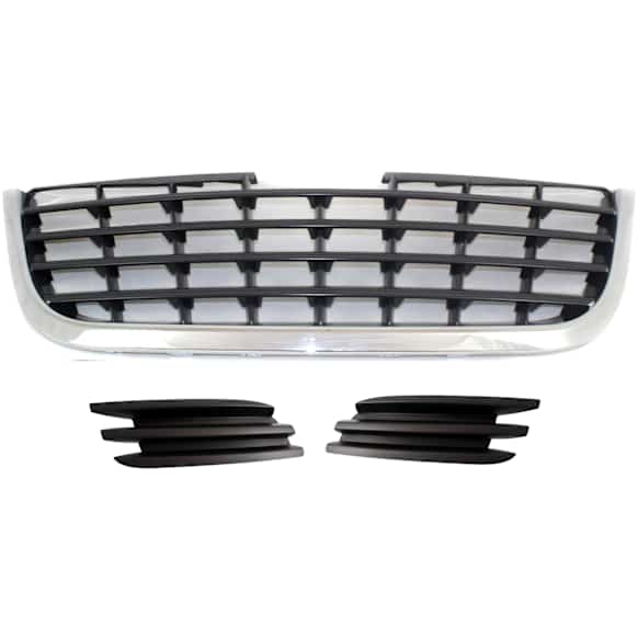 3-Piece Kit, Grille Chrome Shell with Black Insert, Includes (2) Fog Light Cover and (1) Grille