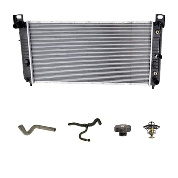 5-Piece Kit Radiator, 4.3L, 6Cyl, Includes (1) Radiator Cap, (2) Radiator Hose, (1) Radiator and (1) Thermostat