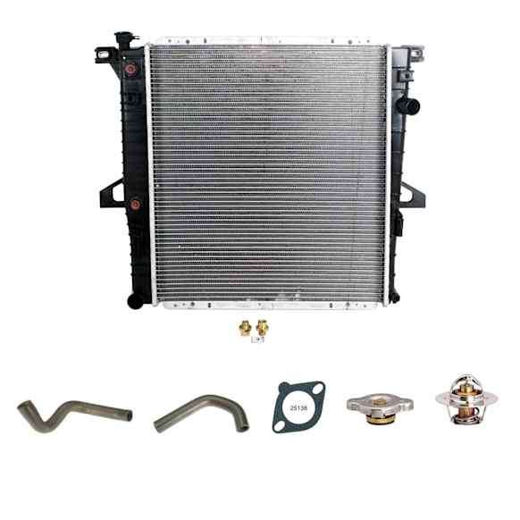 6-Piece Kit Radiator, 3.0L, 6Cyl, Includes (1) Radiator Cap, (2) Radiator Hose, (1) Radiator, (1) Thermostat and (1) Thermostat Gasket