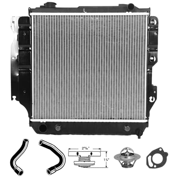 6-Piece Kit Radiator, 4.2L, 6Cyl, Includes (1) Radiator Cap, (2) Radiator Hose, (1) Radiator, (1) Thermostat and (1) Thermostat Gasket