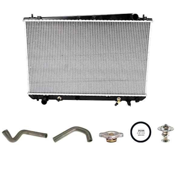6-Piece Kit Radiator, 3.0L, 6Cyl, Includes (1) Radiator Cap, (2) Radiator Hose, (1) Radiator, (1) Thermostat and (1) Thermostat Gasket