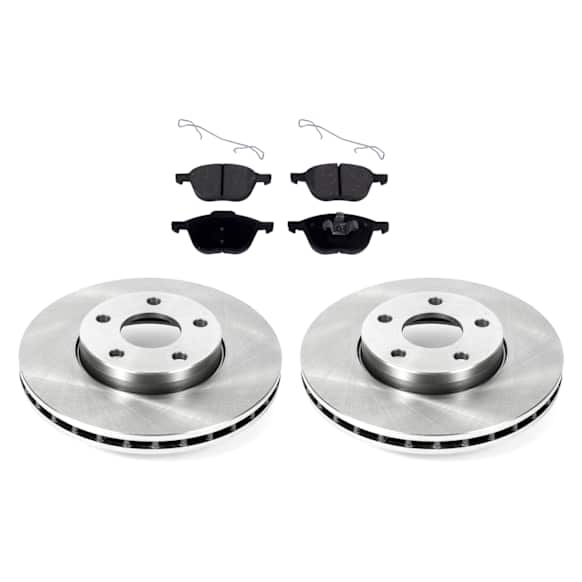 KIT-090821-245 2-Wheel Set Front Brake Disc and Pad Kit, Plain Surface 5 Lugs Ceramic Autospecialty By Powerstop, Includes (2) Brake Disc and (1) Brake Pad Set