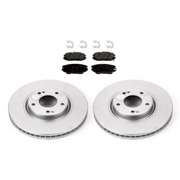KIT-090821-427 2-Wheel Set Brake Disc and Pad Kit, Plain Surface 5 Lugs Ceramic Evolution Geomet Coated High Carbon, Includes (2) Brake Disc and (1) Brake Pad Set