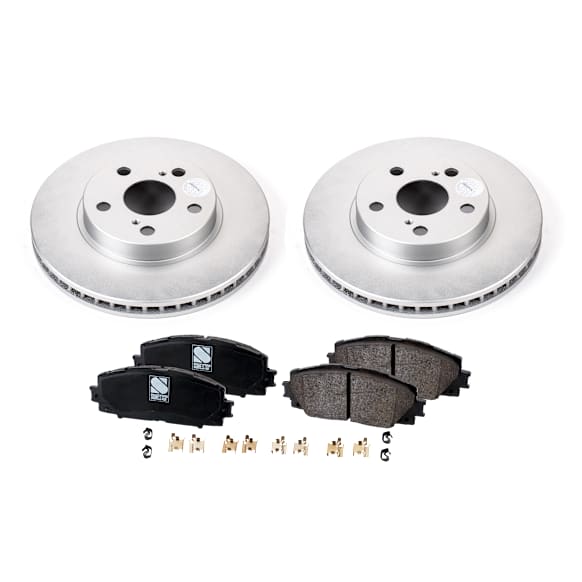 2014 Toyota Prius - 2-Wheel Set Front Brake Disc and Pad Kit, Plain Surface, 5 Lugs, Ceramic, 1.8L 4Cyl, Evolution Geomet Coated High Carbon Includes (2) Disc and (1) Pad Set