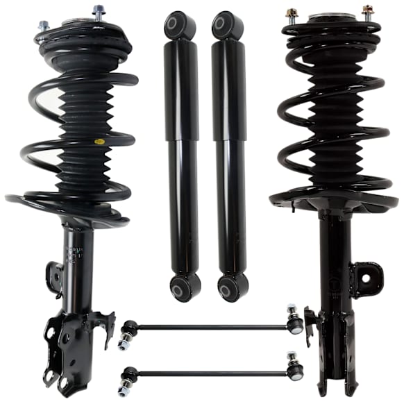 6-Piece Kit Front and Rear, Driver and Passenger Side Suspension Kit, Includes (2) Loaded Strut, (2) Shock, and (2) Sway Bar Link