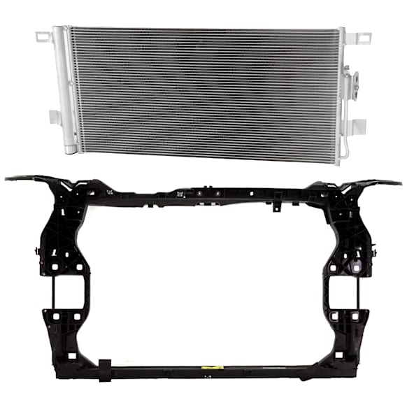 2-Piece Kit Radiator Support, Plastic with Steel, includes A/C Condenser