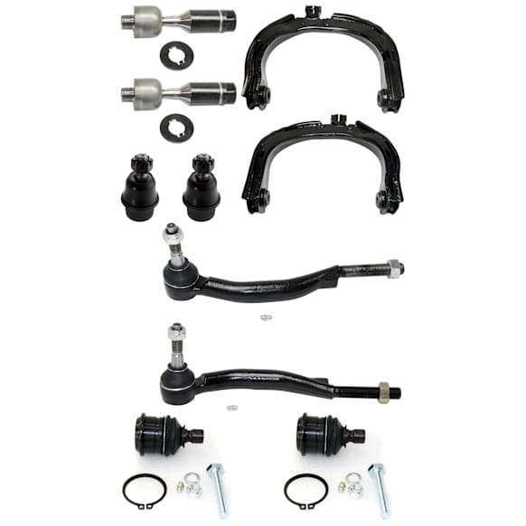 10-Piece Kit Front, Driver and Passenger Side, Upper Control Arm Kit, Includes (4) Ball Joint, (2) Control Arm, and (4) Tie Rod End