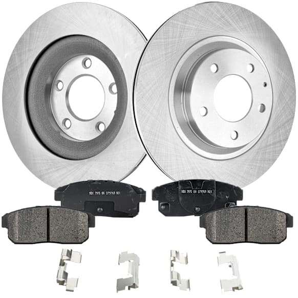 2-Wheel Set Rear Brake Disc and Pad Kit, Plain Surface 5 Lugs 300.99 mm Ceramic Pro-Line Series, Includes (2) Brake Disc and (1) Brake Pad Set