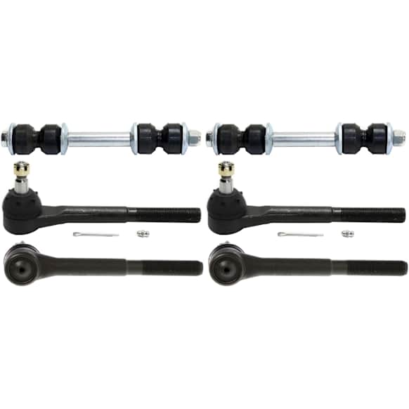 6-Piece Kit Front, Driver and Passenger Side Suspension Kit, Includes (4) Tie Rod End and (2) Sway Bar Link