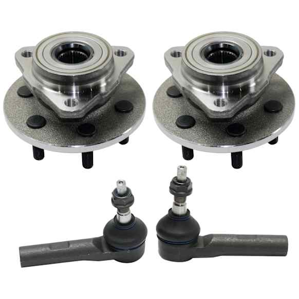 2-Wheel Set Front Wheel Hub, 6 Lugs, With Bearing, 4WD, Includes (2) Tie Rod End and (2) Wheel Hub