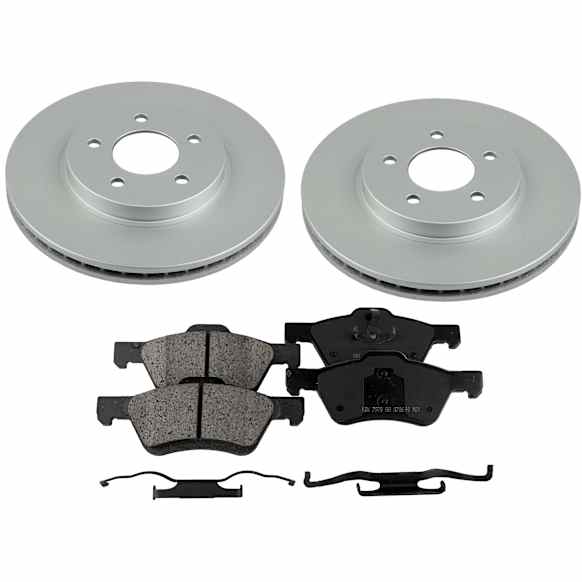 KIT-091421-84 2-Wheel Set Front Brake Disc and Pad Kit, Plain Surface 5 Lugs Ceramic SureStop OE Replacement, Includes (2) Brake Disc and (1) Brake Pad Set