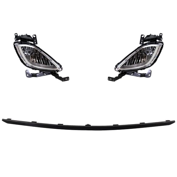 2013 Hyundai Elantra - 3-Piece Kit Front, Driver and Passenger Side, Lower Halogen Fog Light, With bulb(s), USA Built Vehicle, OE Replacement  Includes (2) Fog Lights and (1) Valance