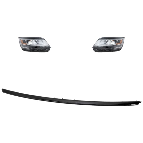 3-Piece Kit Driver and Passenger Side Halogen/LED Combo Headlight, Without bulb(s), OE Replacement, Includes (1) Bumper Trim and (2) Headlight