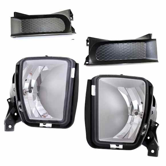 3-Piece Kit Front, Driver and Passenger Side Halogen Fog Light, With bulb(s), Includes (1) Bumper Trim and (2) Fog Light