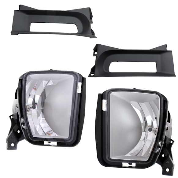 2014 Ram 1500 - 3-Piece Kit Front, Driver and Passenger Side Halogen Fog Light, With bulb(s), Includes (1) Bumper Trim and (2) Fog Light