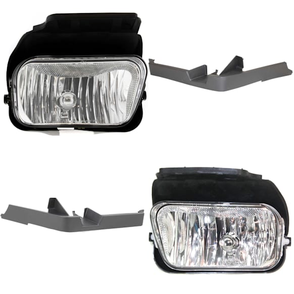 2004 Chevrolet Silverado 1500 - 4-Piece Kit Front, Driver and Passenger Side Halogen Fog Light, With bulb(s), Production Date Up To January 02 2004, Includes (2) Bumper Trim and (2) Fog Light