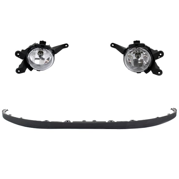 3-Piece Kit Front, Driver and Passenger Side, Lower Valance, Air Deflector, Textured, Includes (2) Fog Light and (1) Valance
