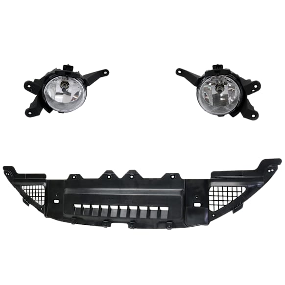 3-Piece Kit Front, Driver and Passenger Side Halogen Fog Light, With bulb(s), Includes (2) Fog Light and (1) Valance