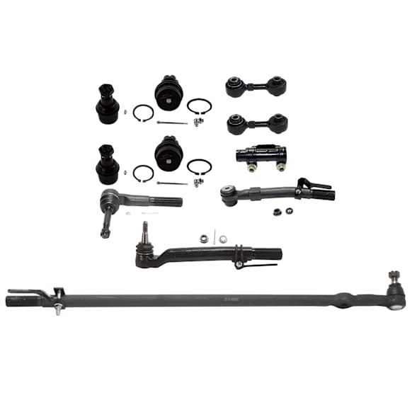 11-Piece Kit Suspension Kit, Includes (3) Tie Rod End, (1) Tie Rod Adjusting Sleeve, (1) Drag Link, (4) Ball Joint and (2) Sway Bar Link
