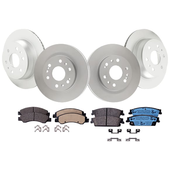 Front and Rear Brake Disc and Pad Kit, G-Coated, Plain Surface