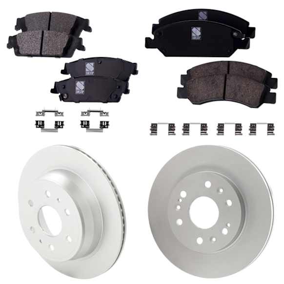 Front and Rear Brake Disc and Pad Kit, G-Coated, Plain Surface