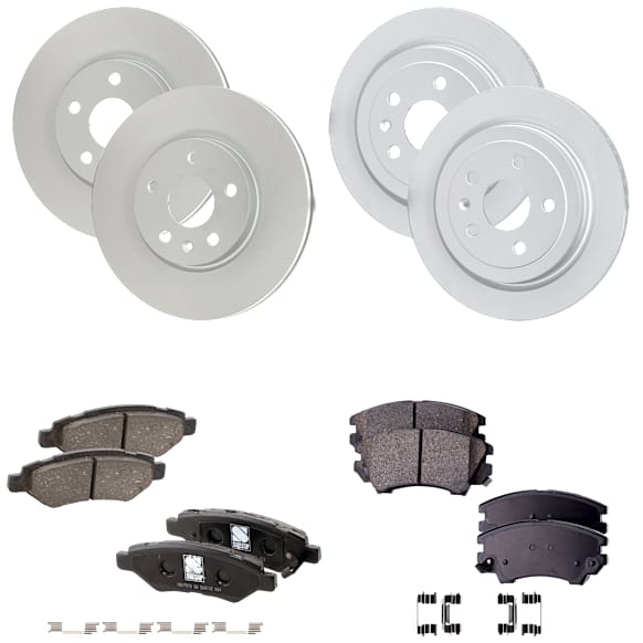 Front and Rear Brake Disc and Pad Kit, G-Coated, Plain Surface