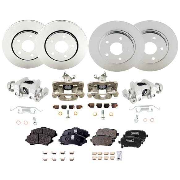 Front and Rear Brake Disc and Pad Kit, Plain Surface