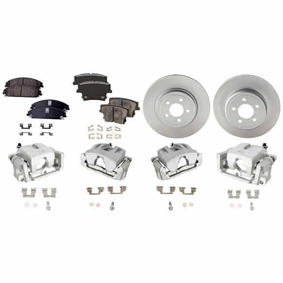 Front and Rear Brake Disc and Pad Kit, Plain Surface, RWD