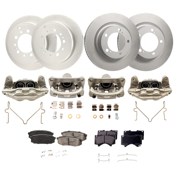 Front and Rear Brake Disc and Pad Kit, Plain Surface