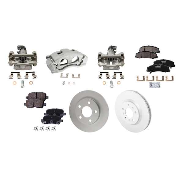 Front and Rear Brake Disc and Pad Kit, G-Coated, Plain Surface, FWD