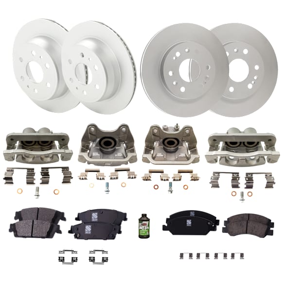Front and Rear Brake Disc and Pad Kit, G-Coated, Plain Surface