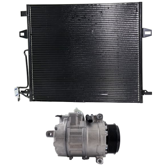 2007 Mercedes Benz R350 - 2-Piece Kit A/C Compressor, With Rear Air Conditioning; 6 Groove; Direct Drive Compressor; 7Seu17C, With Clutch, 6-Groove Pulley, 3.5L 6Cyl, Includes (1) A/C Compressor and (1) A/C Condenser