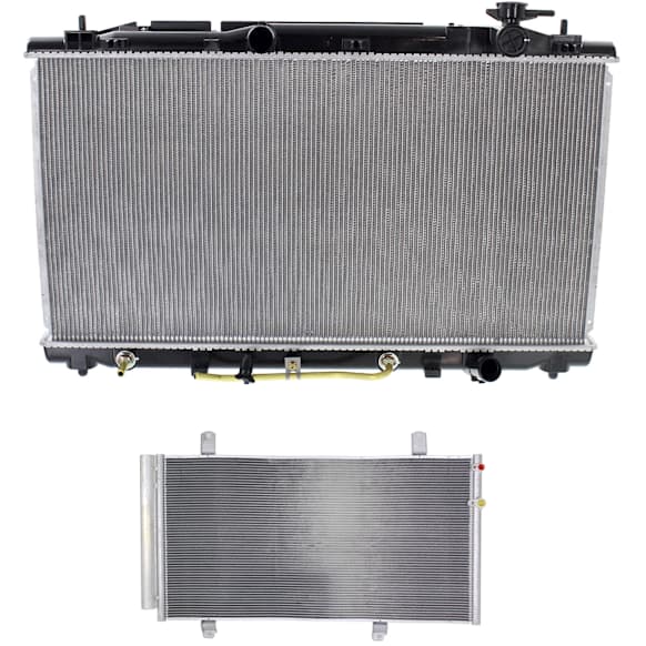 2-Piece Kit Radiator, 3.5L Engine, Japan Built Vehicle, includes A/C Condenser