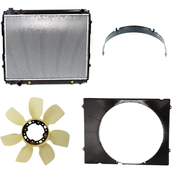 4-Piece Kit Radiator, 3.4L Engine, includes Radiator Fan Blade, and Fan Shroud