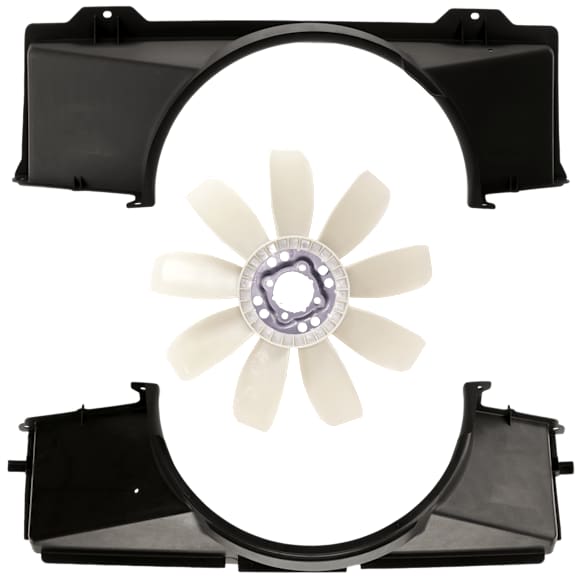 3-Piece Kit Radiator Fan Shroud, Upper and Lower, 4.8L/5.3L/6.0L Engine, 34-inch Core, includes Radiator Fan Blade