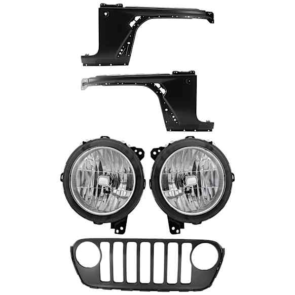 Grille Shell Replacement® 5-Piece Kit Grille Shell and Insert Primed, With Headlight ...