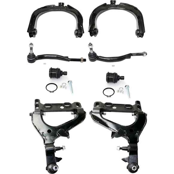 8-Piece Kit Front, Driver and Passenger Side, Upper and Lower Control Arm Kit, Includes (2) Ball Joint, (4) Control Arm, and (2) Tie Rod End