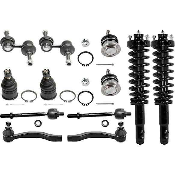 12-Piece Kit Front Suspension Kit, Includes (4) Ball Joint, (4) Tie Rod End, (2) Sway Bar Link and (2) Shock Absorber and Strut Assembly