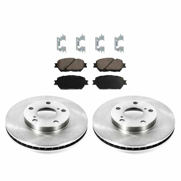 KIT-092121-229 2-Wheel Set Front Brake Disc and Pad Kit, Plain Surface 5 Lugs Ceramic Autospecialty By Powerstop, Includes (2) Brake Disc and (1) Brake Pad Set
