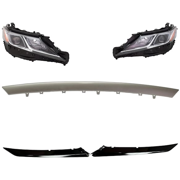 5-Piece Kit, Driver and Passenger Side LED Headlight, With bulb(s), OE Replacement, Includes (3) Bumper Trim and (2) Headlight