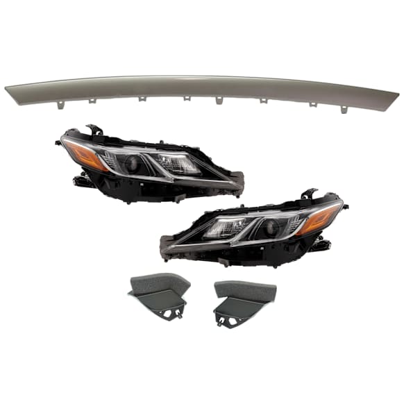 5-Piece Kit, Driver and Passenger Side LED Headlight, With bulb(s), OE Replacement, Includes (3) Bumper Trim and (2) Headlight