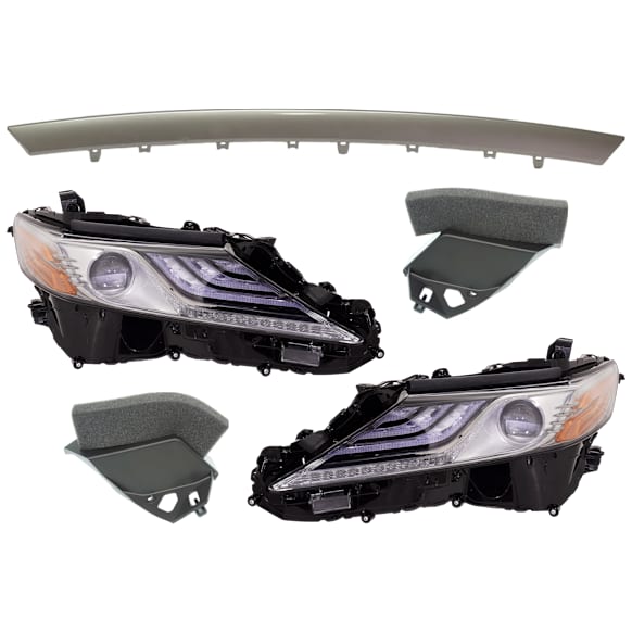 5-Piece Kit Driver and Passenger Side LED Headlight, With bulb(s), For Models With LED Signal Light, OE Replacement, Includes (3) Bumper Trim and (2) Headlight