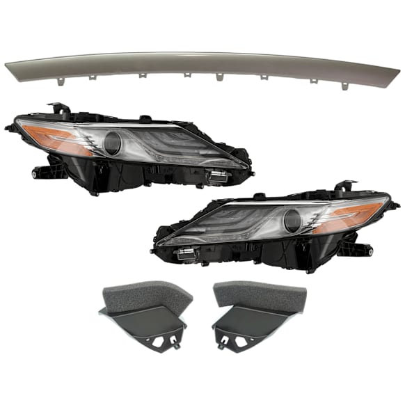 5-Piece Kit Driver and Passenger Side LED Headlight, With bulb(s), For Models With LED Signal Light, OE Replacement, Includes (3) Bumper Trim and (2) Headlight