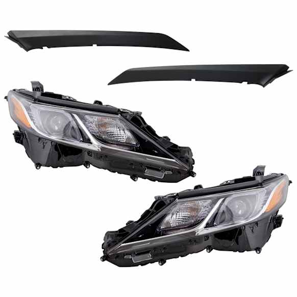 4-Piece Kit Driver and Passenger Side LED Headlight, With bulb(s), OE Replacement, Includes (2) Bumper Trim and (2) Headlight