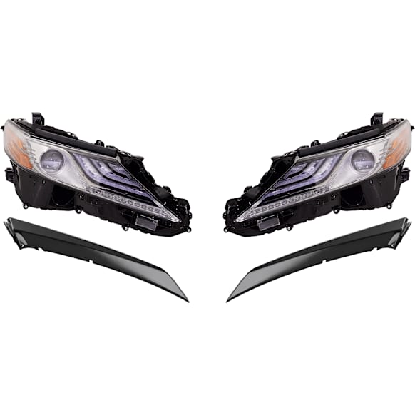 4-Piece Kit Driver and Passenger Side LED Headlight, With bulb(s), For Models With LED Signal Light, OE Replacement, Includes (2) Bumper Trim and (2) Headlight