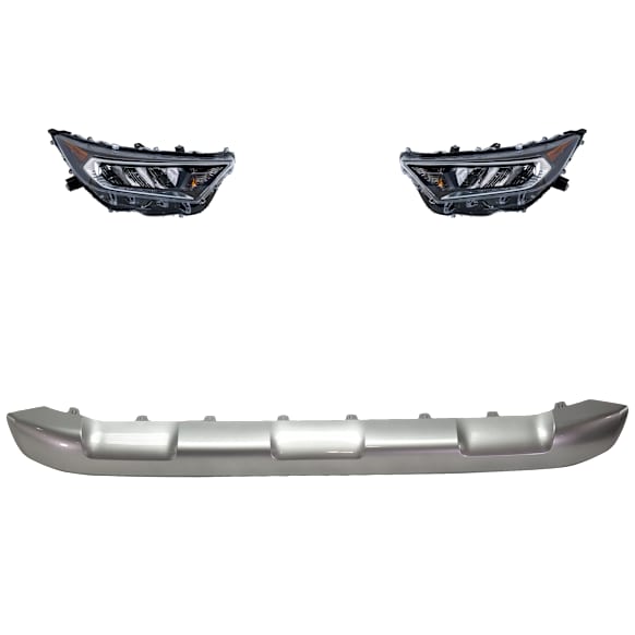 4-Piece Kit Driver and Passenger Side LED Headlight, With bulb(s), North America Built Vehicle, OE Replacement, Includes (2) Bumper Trim and (2) Headlight
