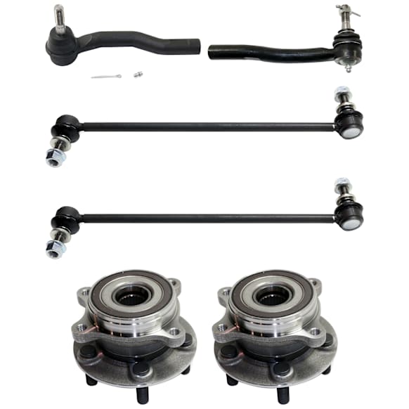 6-Piece Kit Front, Driver and Passenger Side Suspension Kit, Includes (2) Tie Rod End, (2) Sway Bar Link and (2) Wheel Hub
