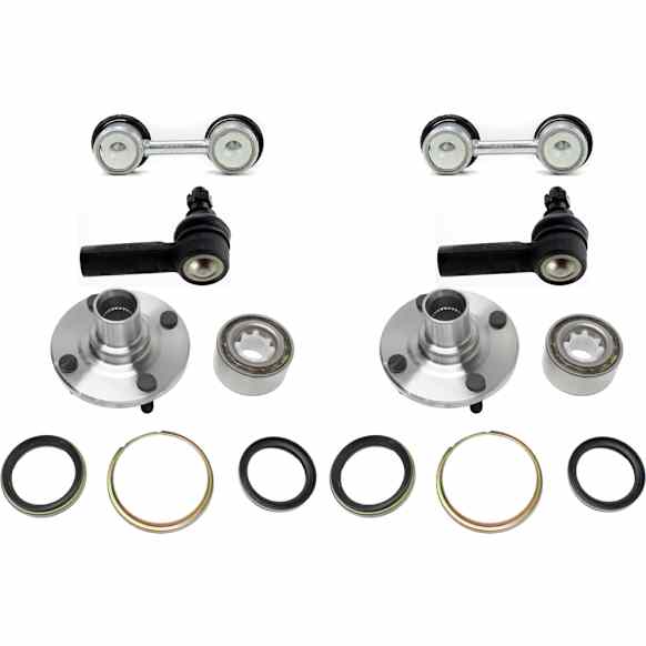 6-Piece Kit Front, Driver and Passenger Side Suspension Kit, Includes (2) Tie Rod End, (2) Sway Bar Link and (2) Wheel Hub